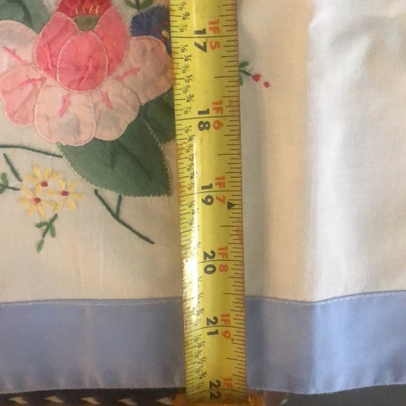 Vintage Embroidered Needlepoint Blue and White Tea Towel - Picture 3 of 7